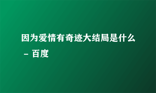 因为爱情有奇迹大结局是什么 - 百度