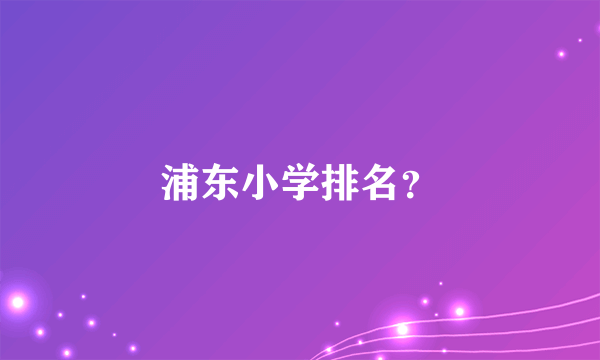 浦东小学排名？