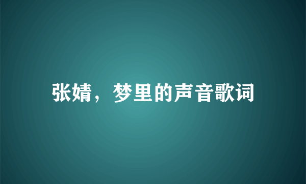 张婧，梦里的声音歌词