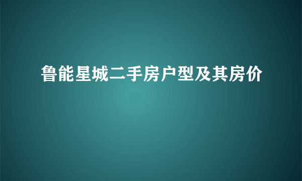 鲁能星城二手房户型及其房价