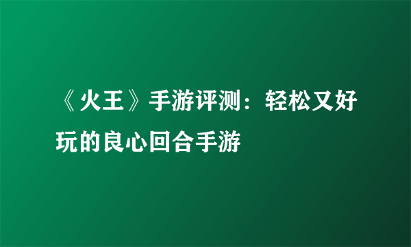 《火王》手游评测：轻松又好玩的良心回合手游