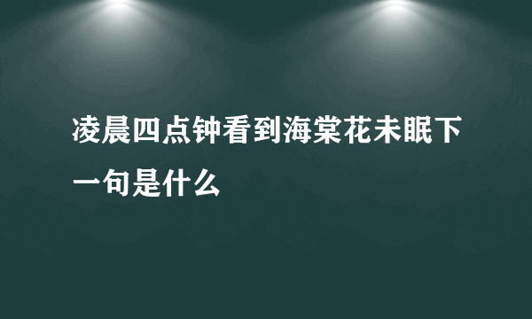 凌晨四点钟看到海棠花未眠下一句是什么