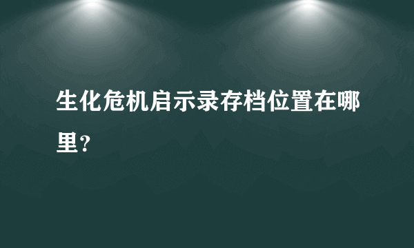 生化危机启示录存档位置在哪里？