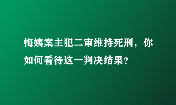 梅姨案主犯二审维持死刑，你如何看待这一判决结果？