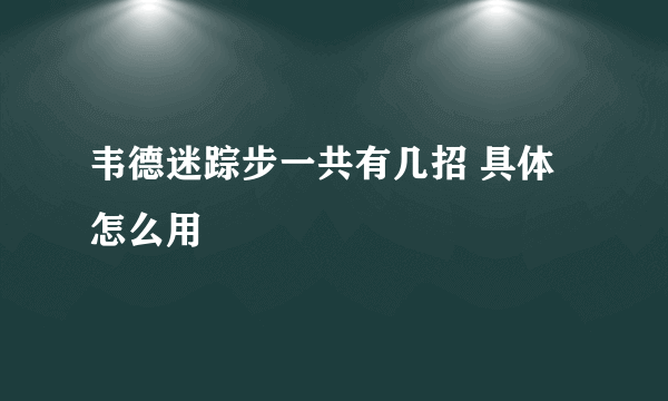 韦德迷踪步一共有几招 具体怎么用