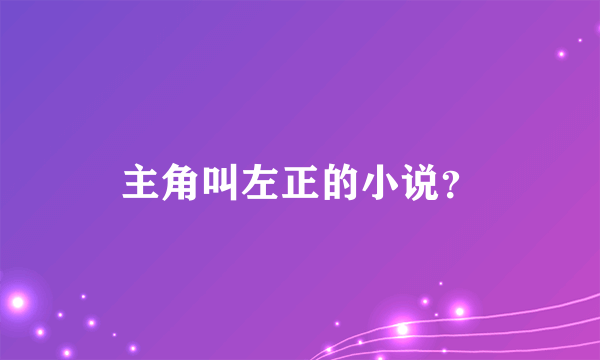 主角叫左正的小说？