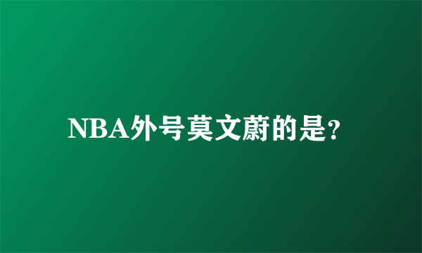 NBA外号莫文蔚的是？