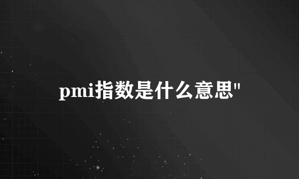 pmi指数是什么意思