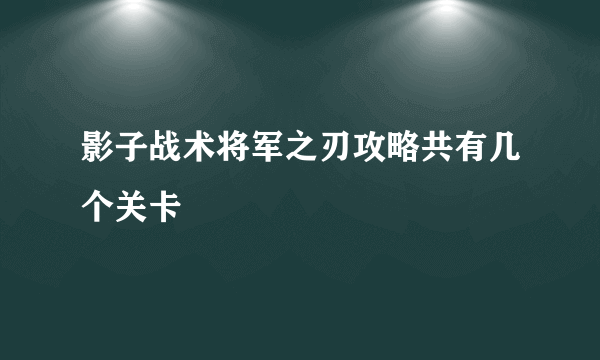 影子战术将军之刃攻略共有几个关卡