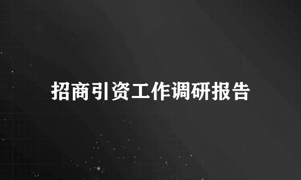 招商引资工作调研报告