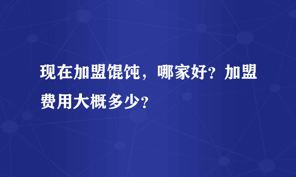 现在加盟馄饨，哪家好？加盟费用大概多少？