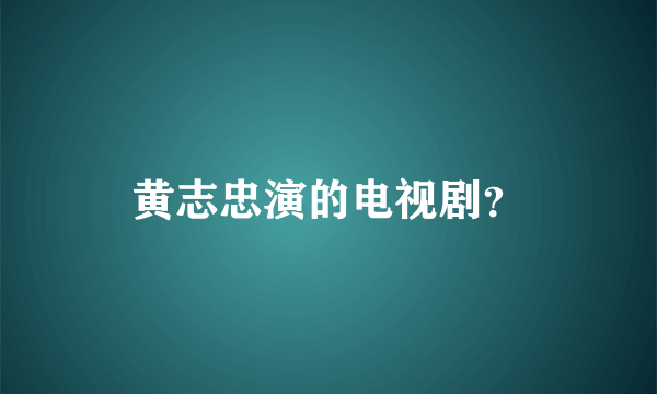 黄志忠演的电视剧？