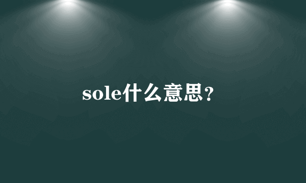 sole什么意思？