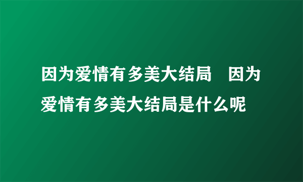 因为爱情有多美大结局   因为爱情有多美大结局是什么呢