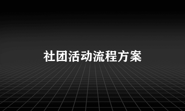 社团活动流程方案