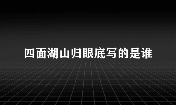 四面湖山归眼底写的是谁