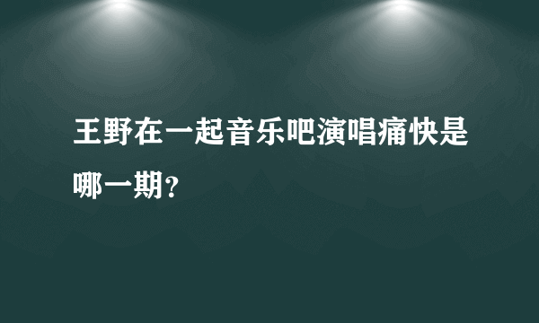 王野在一起音乐吧演唱痛快是哪一期？