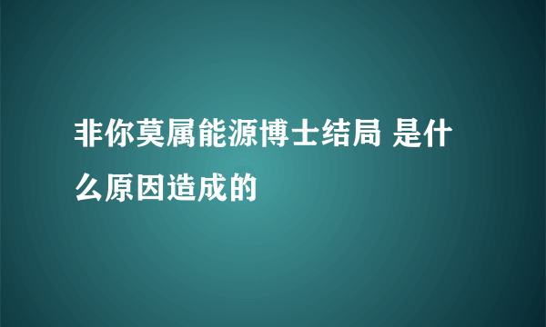 非你莫属能源博士结局 是什么原因造成的