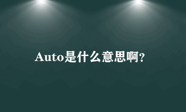 Auto是什么意思啊？