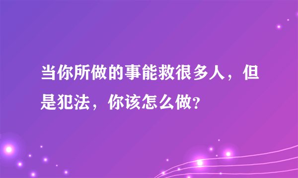 当你所做的事能救很多人，但是犯法，你该怎么做？