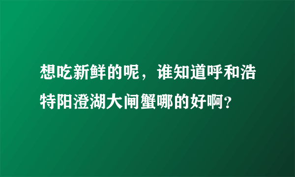 想吃新鲜的呢，谁知道呼和浩特阳澄湖大闸蟹哪的好啊？