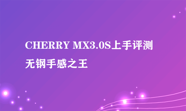 CHERRY MX3.0S上手评测 无钢手感之王