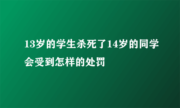 13岁的学生杀死了14岁的同学会受到怎样的处罚