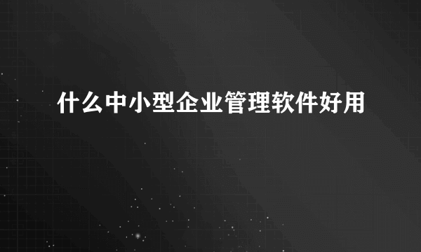 什么中小型企业管理软件好用