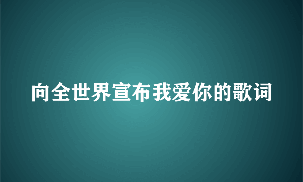 向全世界宣布我爱你的歌词