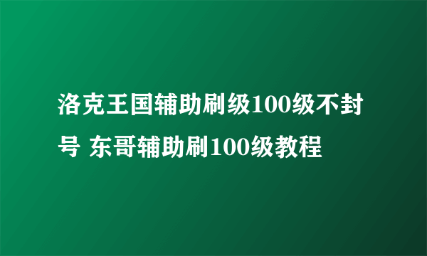 洛克王国辅助刷级100级不封号 东哥辅助刷100级教程