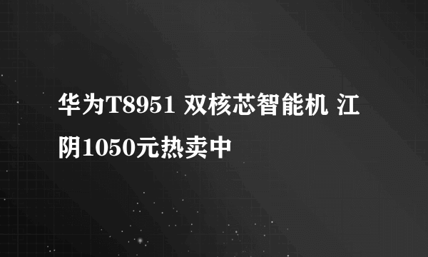 华为T8951 双核芯智能机 江阴1050元热卖中