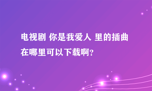 电视剧 你是我爱人 里的插曲在哪里可以下载啊？