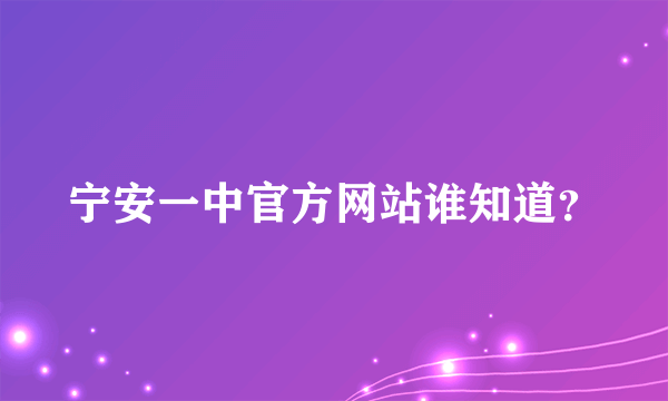 宁安一中官方网站谁知道？