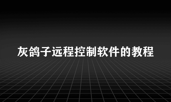 灰鸽子远程控制软件的教程