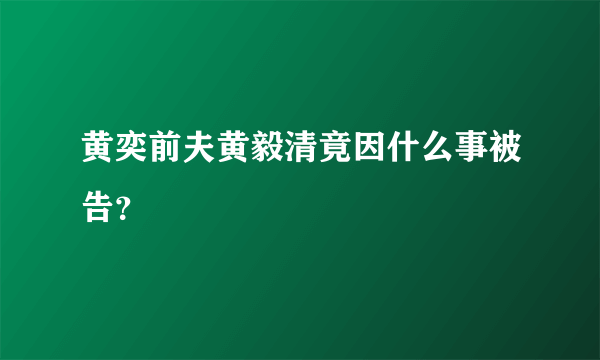 黄奕前夫黄毅清竟因什么事被告？