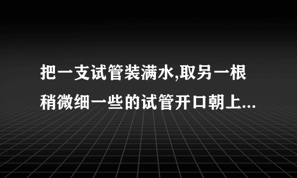 把一支试管装满水,取另一根稍微细一些的试管开口朝上,放在装水的试管中,用手捂住试管口,将俩支试管...