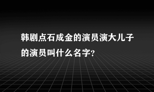 韩剧点石成金的演员演大儿子的演员叫什么名字？