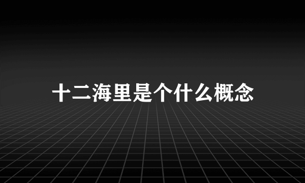 十二海里是个什么概念