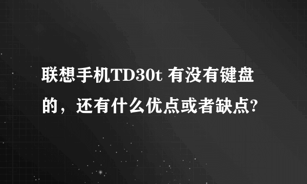 联想手机TD30t 有没有键盘的，还有什么优点或者缺点?