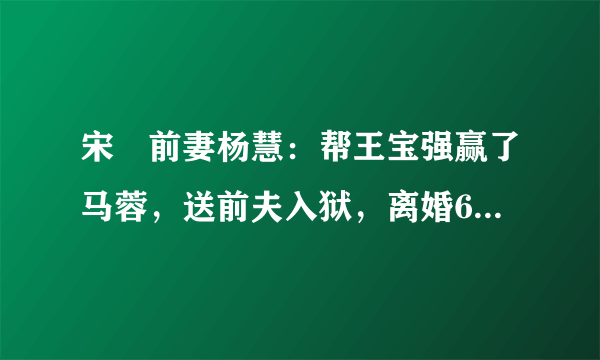 宋喆前妻杨慧：帮王宝强赢了马蓉，送前夫入狱，离婚6年的她如今怎么样了？