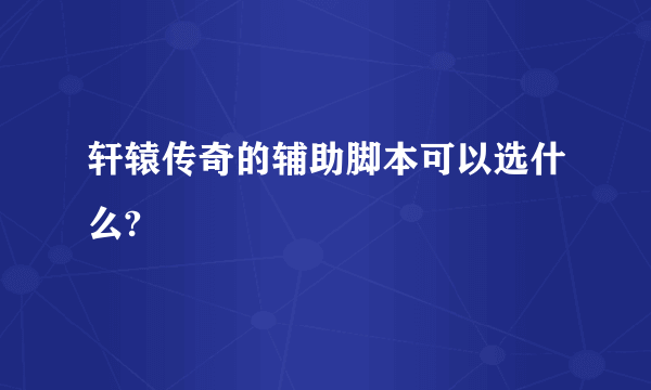 轩辕传奇的辅助脚本可以选什么?