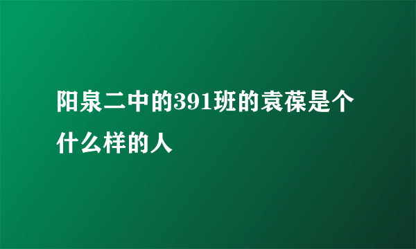 阳泉二中的391班的袁葆是个什么样的人