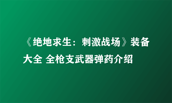 《绝地求生：刺激战场》装备大全 全枪支武器弹药介绍