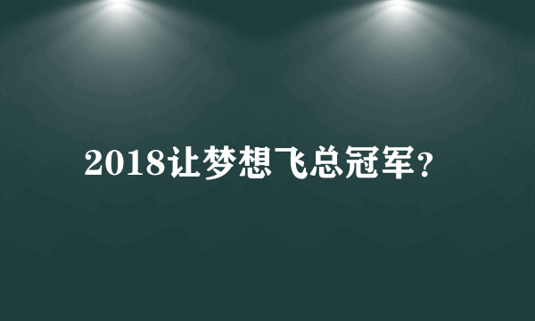 2018让梦想飞总冠军？