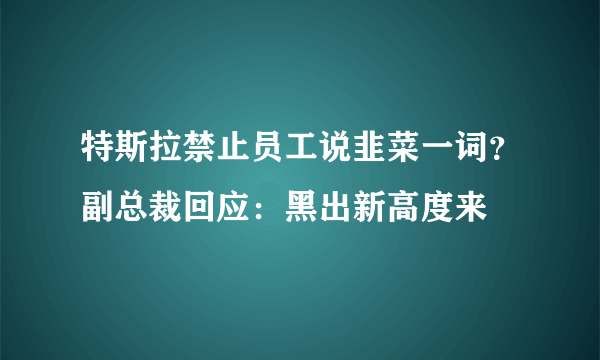 特斯拉禁止员工说韭菜一词？副总裁回应：黑出新高度来