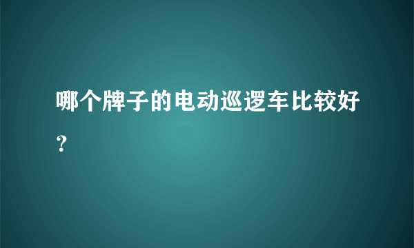 哪个牌子的电动巡逻车比较好？