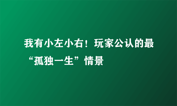 我有小左小右！玩家公认的最“孤独一生”情景