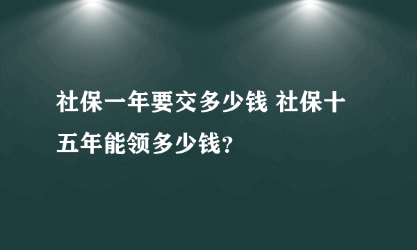 社保一年要交多少钱 社保十五年能领多少钱？