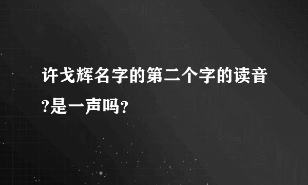 许戈辉名字的第二个字的读音?是一声吗？