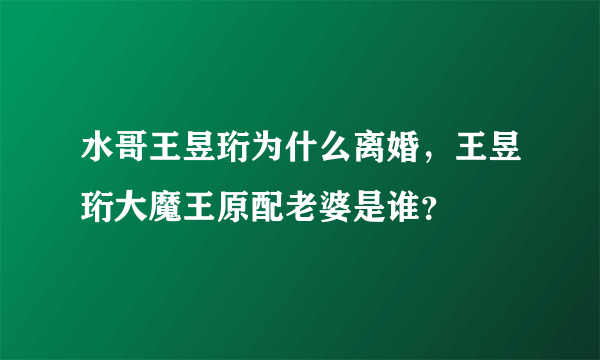 水哥王昱珩为什么离婚，王昱珩大魔王原配老婆是谁？